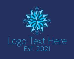 Snow - Blue Star Snowflake logo design