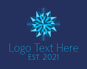 Freezing - Blue Star Snowflake logo design