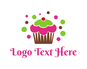 Pink Cake - Cupcake Bakery Pastry logo design