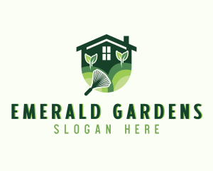 House Landscaping Rake Garden logo design