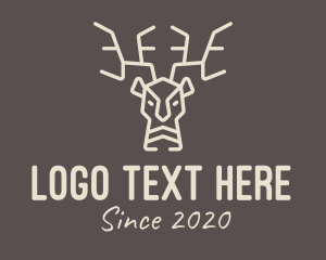 Antlers - Beige Wild Reindeer logo design
