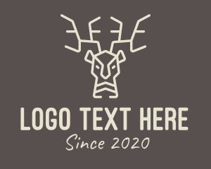 Antler - Beige Wild Reindeer logo design