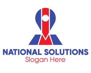 National - Patriotic Location Pin Map logo design