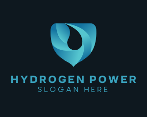 Hydrogen - Water Droplet Shield logo design