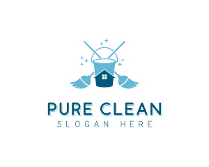 Housekeeping Janitorial Cleaning Tools logo design