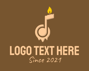 Music Studio - Music Note Candle logo design