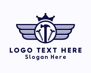 Factory - Carpentry Winged Crown logo design