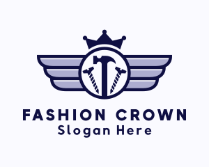 Carpentry Winged Crown logo design