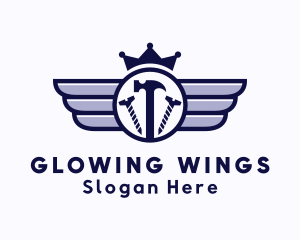 Carpentry Winged Crown logo design