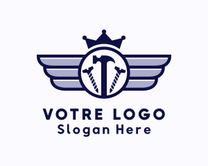 Workshop - Carpentry Winged Crown logo design
