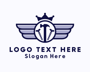 Tool - Carpentry Winged Crown logo design