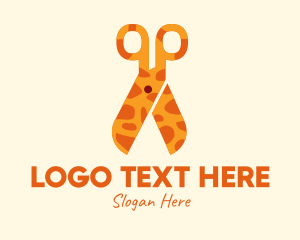 Groomers - Giraffe Pattern Scissors logo design