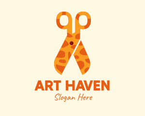 Giraffe Pattern Scissors  logo design