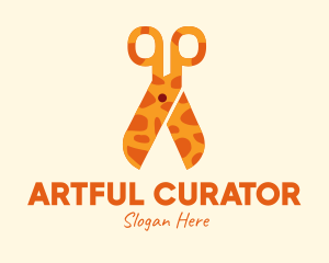 Giraffe Pattern Scissors  logo design