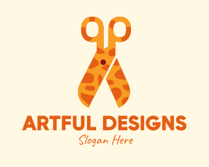 Giraffe Pattern Scissors  logo design