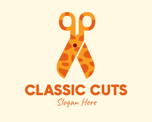 Barber Shop - Giraffe Pattern Scissors logo design