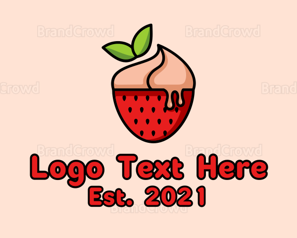 Strawberry Sundae Dessert Logo