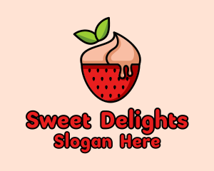 Strawberry Sundae Dessert Logo