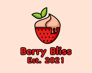 Strawberry Sundae Dessert logo design
