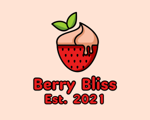 Strawberry - Strawberry Sundae Dessert logo design