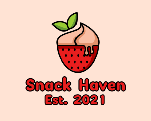 Snack Bar - Strawberry Sundae Dessert logo design