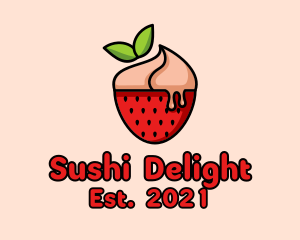 Strawberry Sundae Dessert logo design