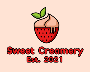 Strawberry Sundae Dessert logo design