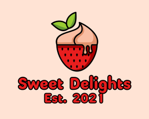 Strawberry Sundae Dessert logo design