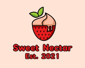 Strawberry Sundae Dessert logo design