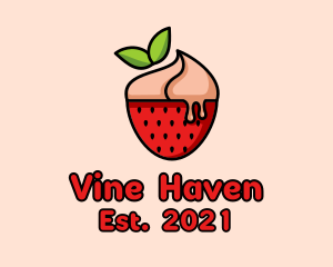 Strawberry Sundae Dessert logo design