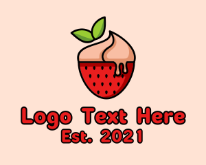 Strawberry - Strawberry Sundae Dessert logo design