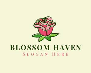 Flowering - Red Rose Eco logo design