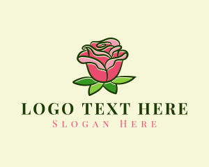 Flowering - Red Rose Eco logo design
