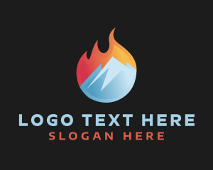 Fire - Flame Cool Mountain logo design