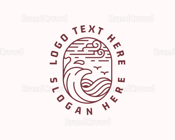 Beach Travel Lineart Logo