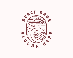 Beach Travel Lineart logo design