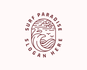 Beach Travel Lineart logo design