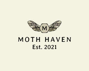 Moth - Dragonfly Wing Hexagon logo design