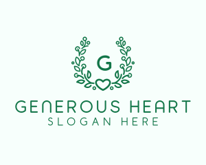 Natural Heart Wreath logo design