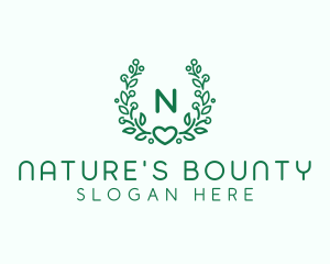 Natural Heart Wreath logo design