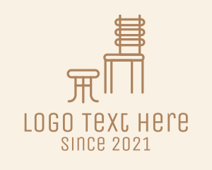 Stool - Wooden Chair Footstool logo design