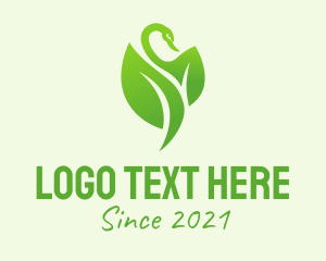 Pond - Green Leaf Swan logo design