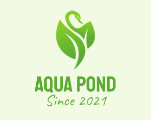 Pond - Green Leaf Swan logo design