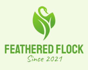 Geese - Green Leaf Swan logo design