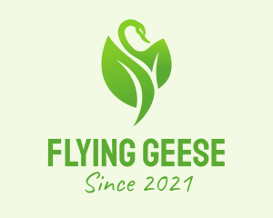 Geese - Green Leaf Swan logo design