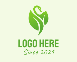 Green Leaf Swan  logo design