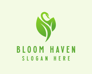 Green Eco Swan  logo design