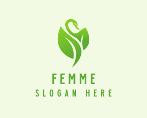 Green Eco Swan  logo design