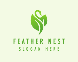 Green Eco Swan  logo design