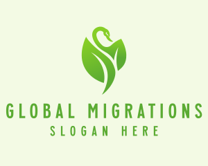 Green Eco Swan  logo design